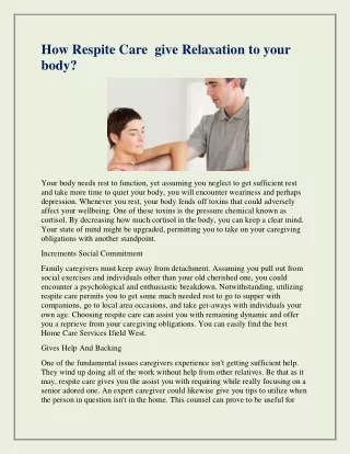 how respite care give relaxation to your body