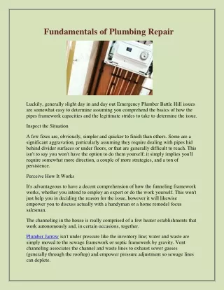fundamentals of plumbing repair