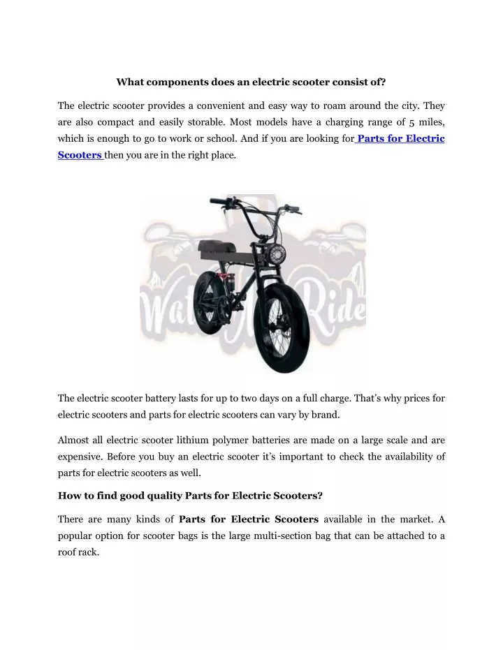 what components does an electric scooter consist