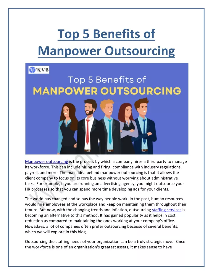 top 5 benefits of manpower outsourcing