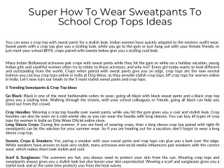 Super How To Wear Sweatpants To School Crop Tops Ideas