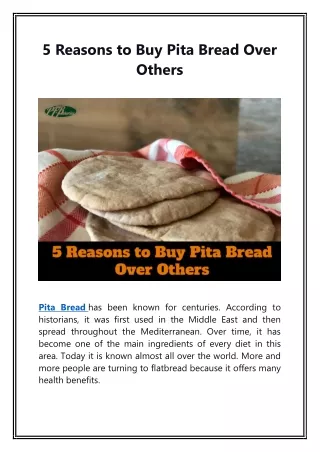 5 Reasons To Buy Pita Bread Over Others