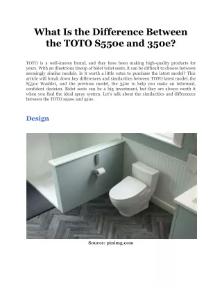What Is the Difference Between the TOTO S550e and 350e_