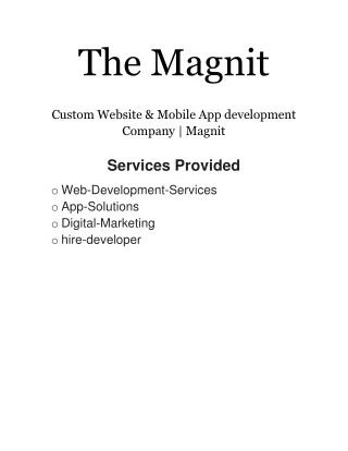 Custom Website & Mobile App development Company | Magnit