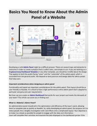 basics you need to know about the admin panel