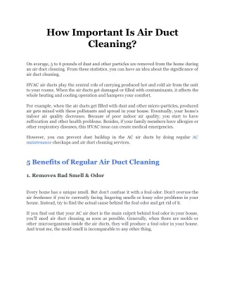 How Important Is Air Duct Cleaning_