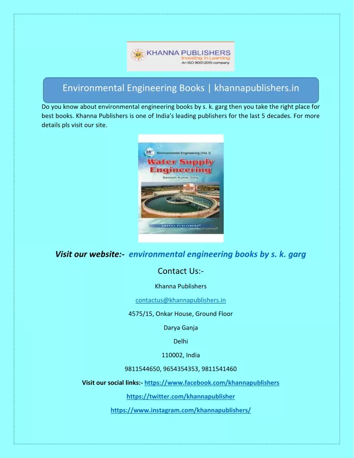 environmental engineering books khannapublishers