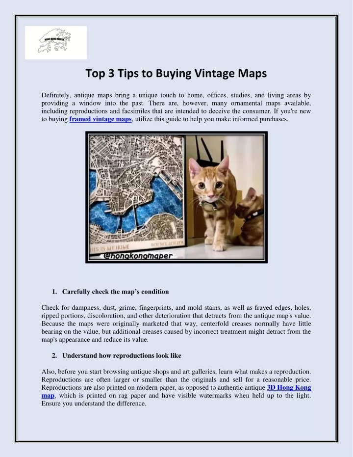 top 3 tips to buying vintage maps