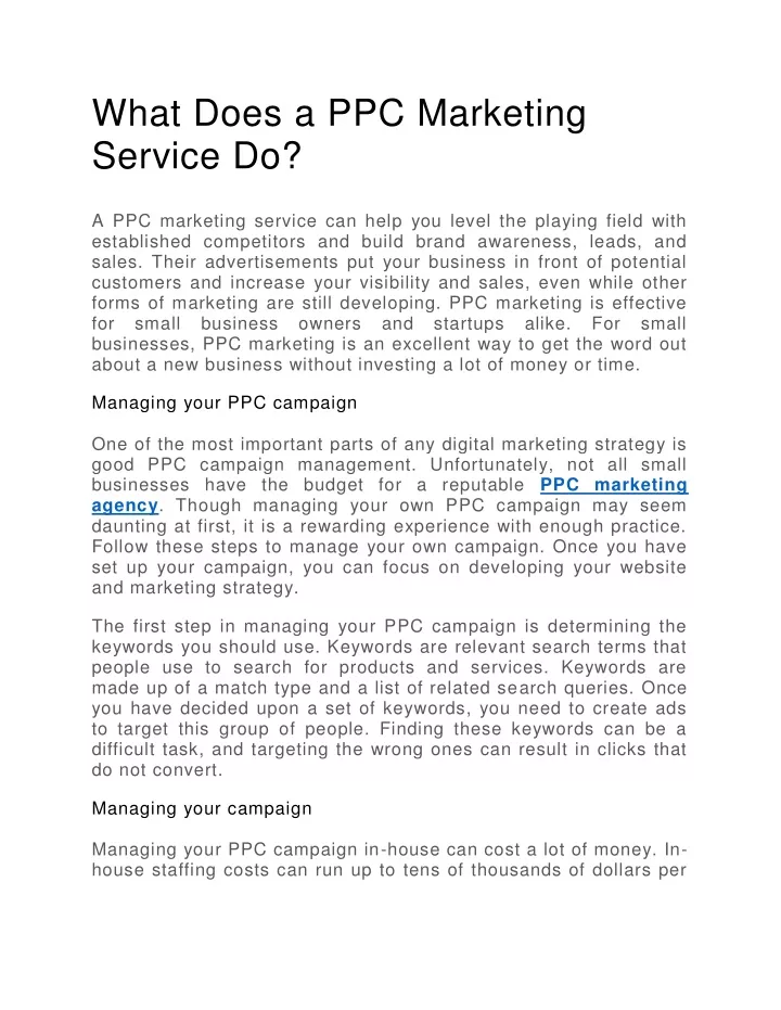 what does a ppc marketing service do