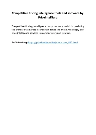 competitive pricing intelligence tools