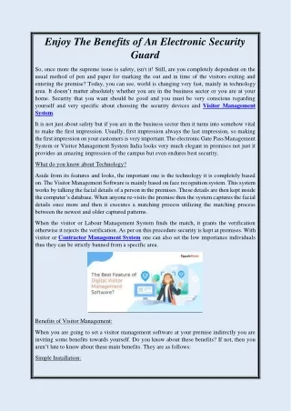 Enjoy The Benefits of An Electronic Security Guard