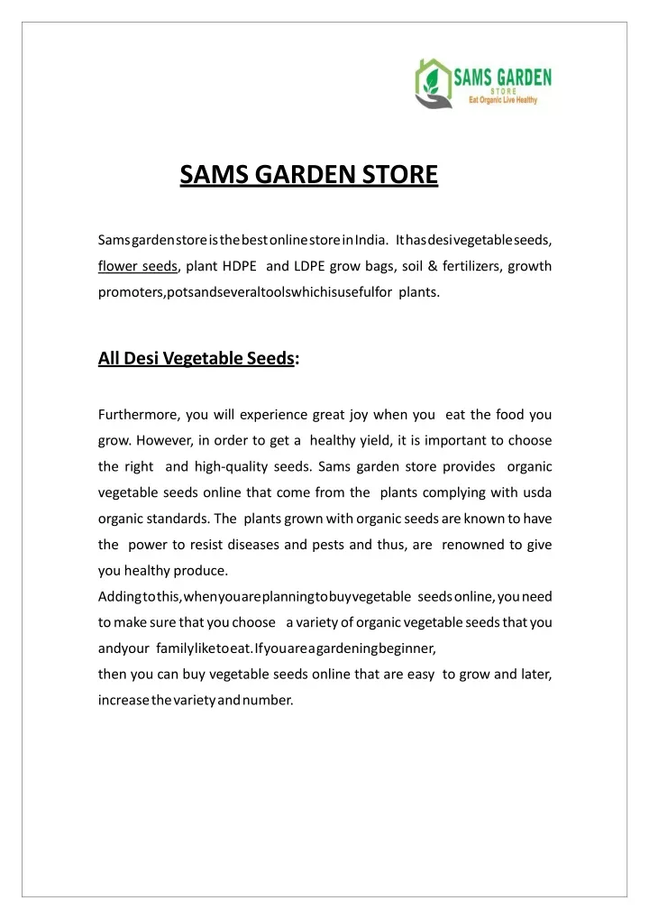 sams garden store