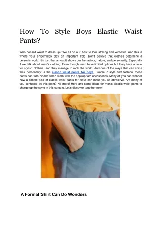 How To Style Boys Elastic Waist Pants_