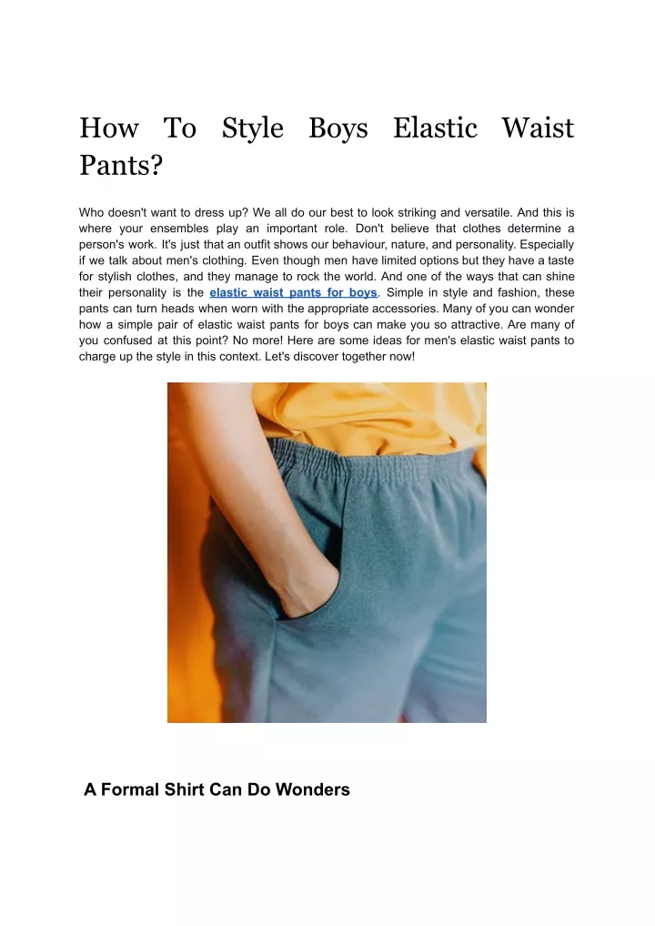how to style boys elastic waist pants