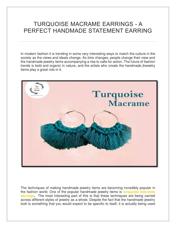 turquoise macrame earrings a perfect handmade