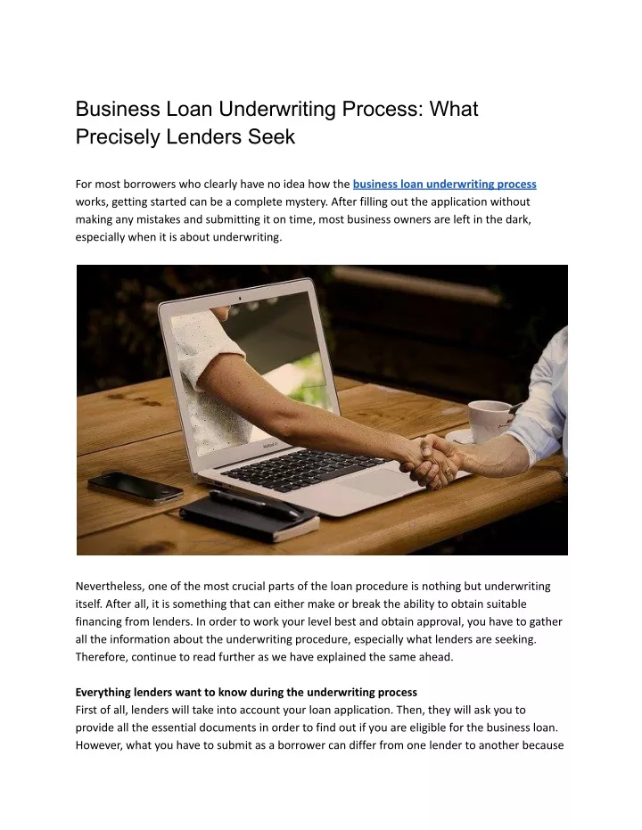 business loan underwriting process what precisely