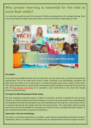 why proper learning is essential for the kids