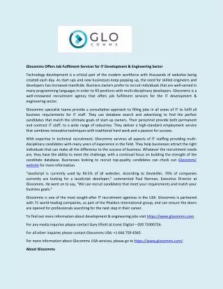 glocomms offers job fulfilment services