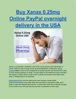 Buy Xanax 0.25mg Online PayPal overnight delivery in the USA