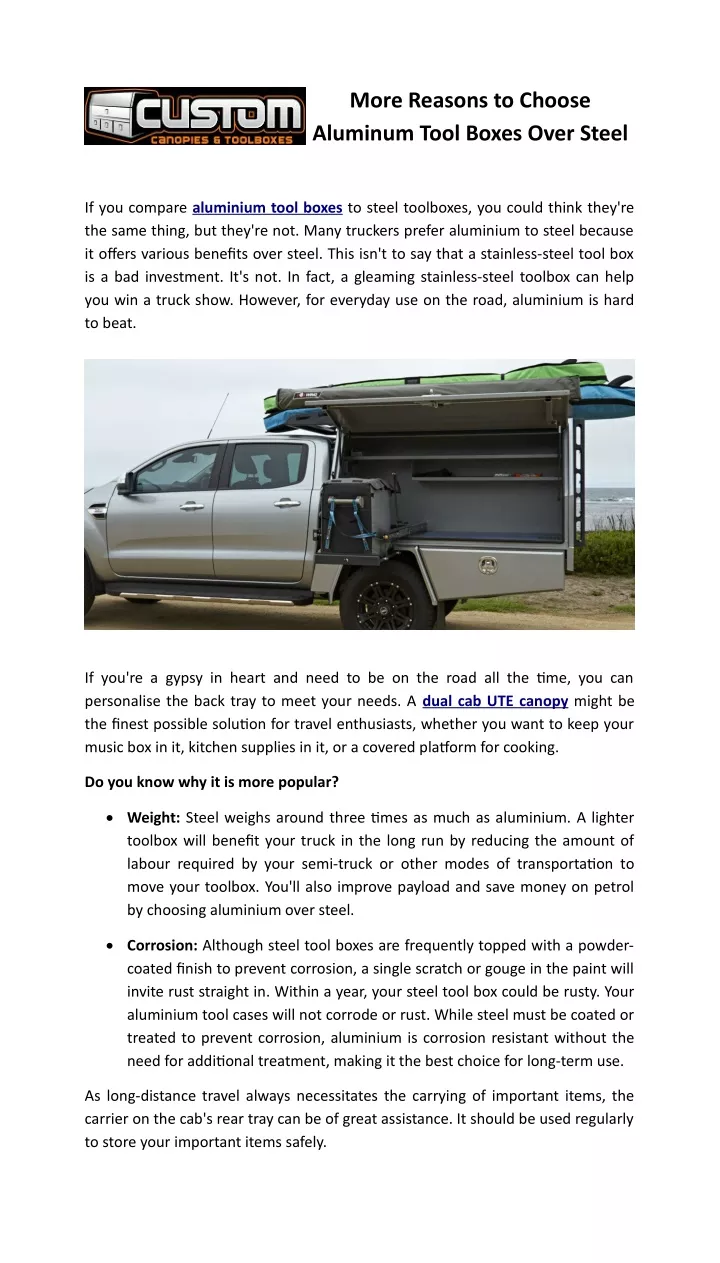 more reasons to choose aluminum tool boxes over