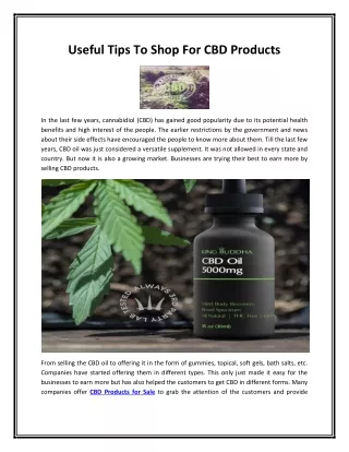 Useful Tips To Shop For CBD Products