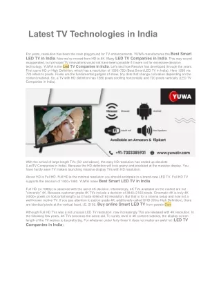 Latest TV Technologies in India