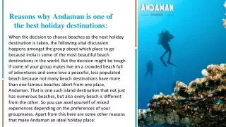 Reasons why Andaman is one of the best holiday destinations