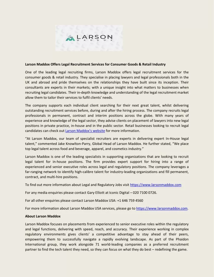 larson maddox offers legal recruitment services