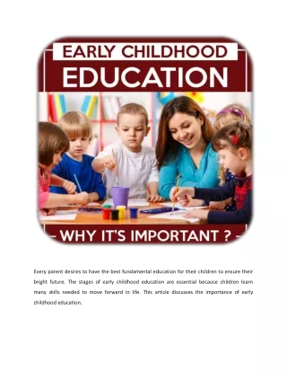 Early childhood education why it’s important