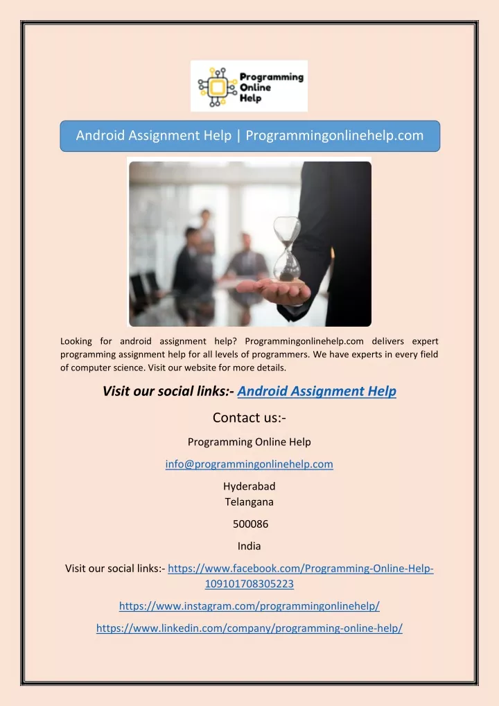 android assignment help programmingonlinehelp com