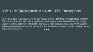 SAP CRM Training Institute in Delhi