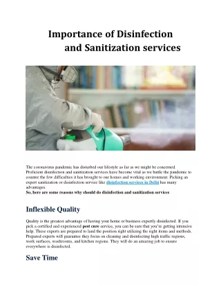 Importance of Disinfection and Sanitization services