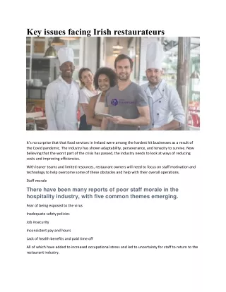 key issues facing irish restaurateurs