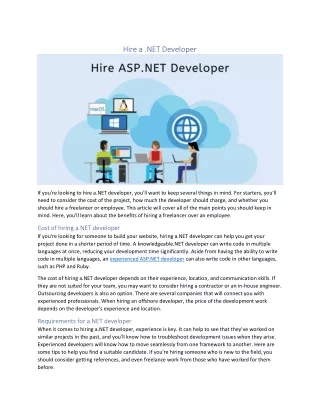 hire a net developer