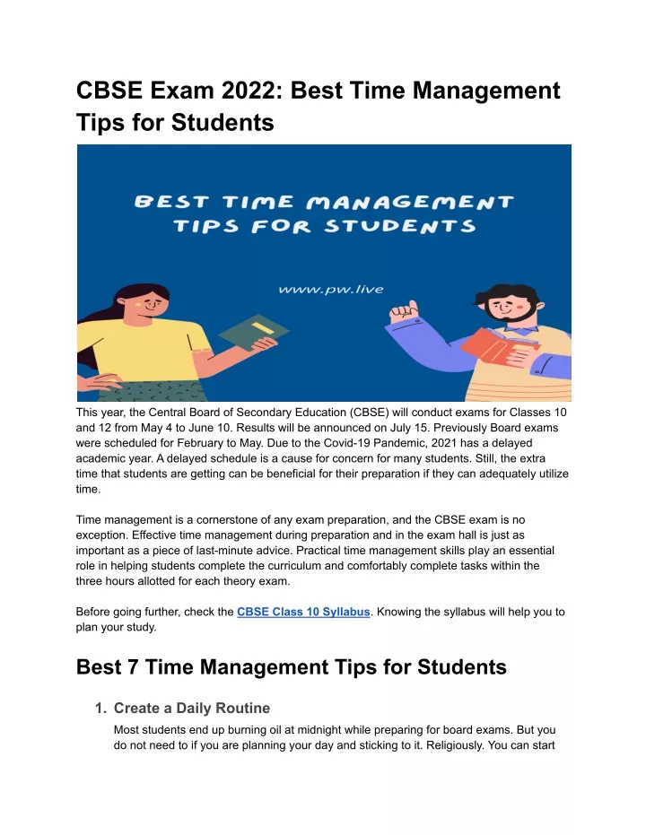 cbse exam 2022 best time management tips