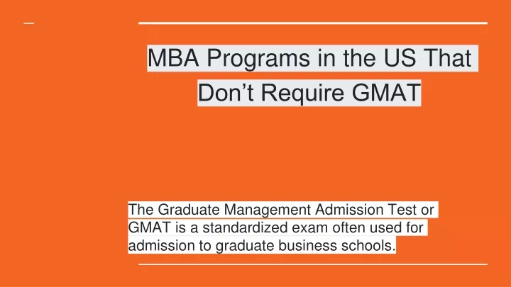 mba programs in the us that don t require gmat