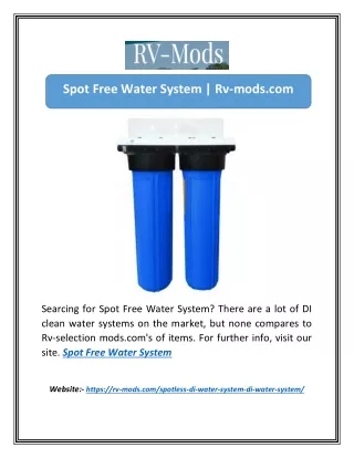 Spot Free Water System | Rv-mods.com