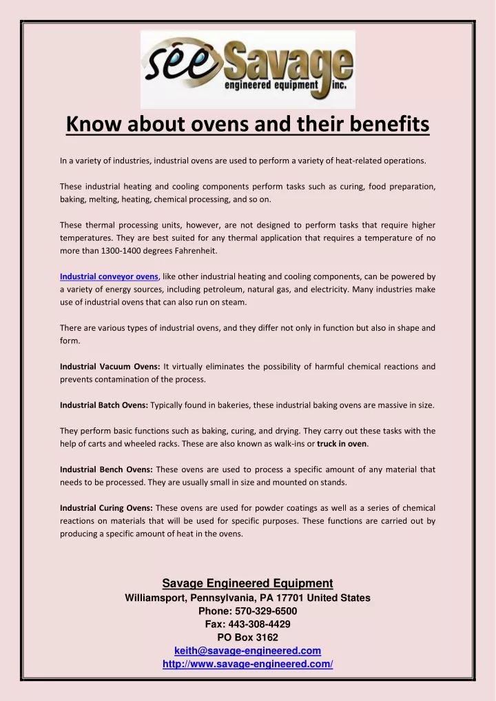 know about ovens and their benefits