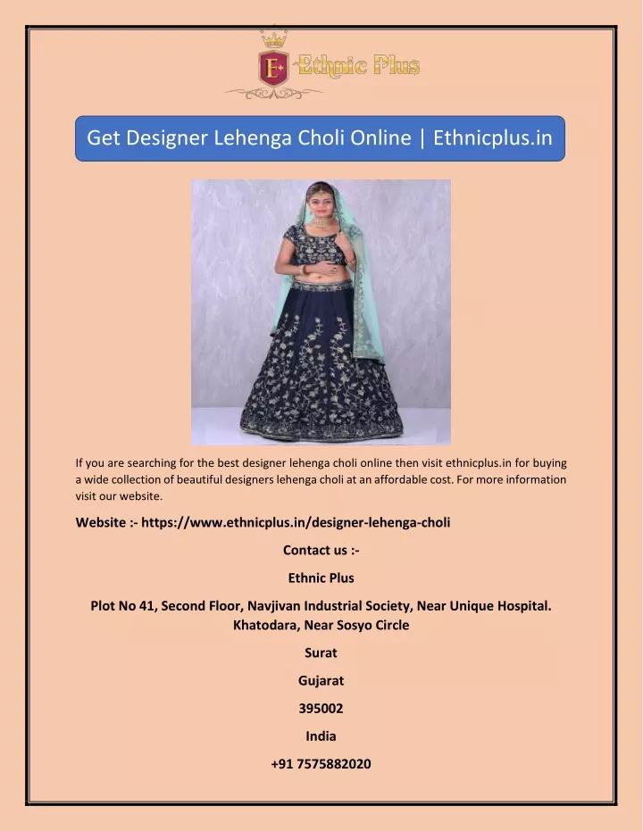 get designer lehenga choli online ethnicplus in