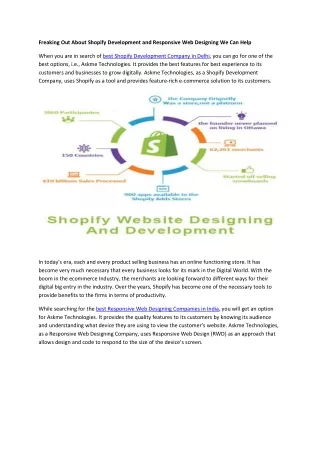 Freaking Out About Shopify Development and Responsive Web Designing We Can Help
