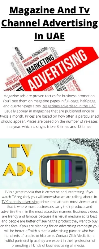 Magazine And Tv Channel Advertising In UAE