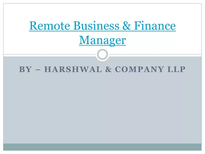 remote business finance manager