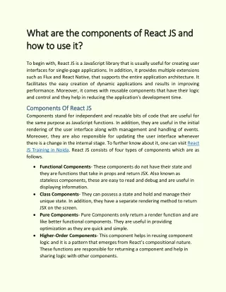 what are the components of react js and what