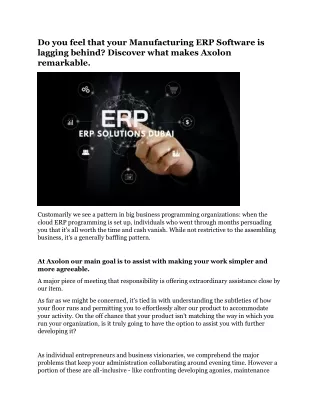 do you feel that your manufacturing erp software