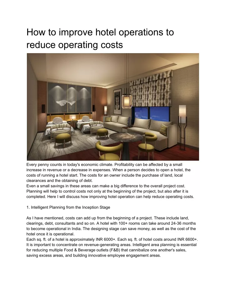 how to improve hotel operations to reduce