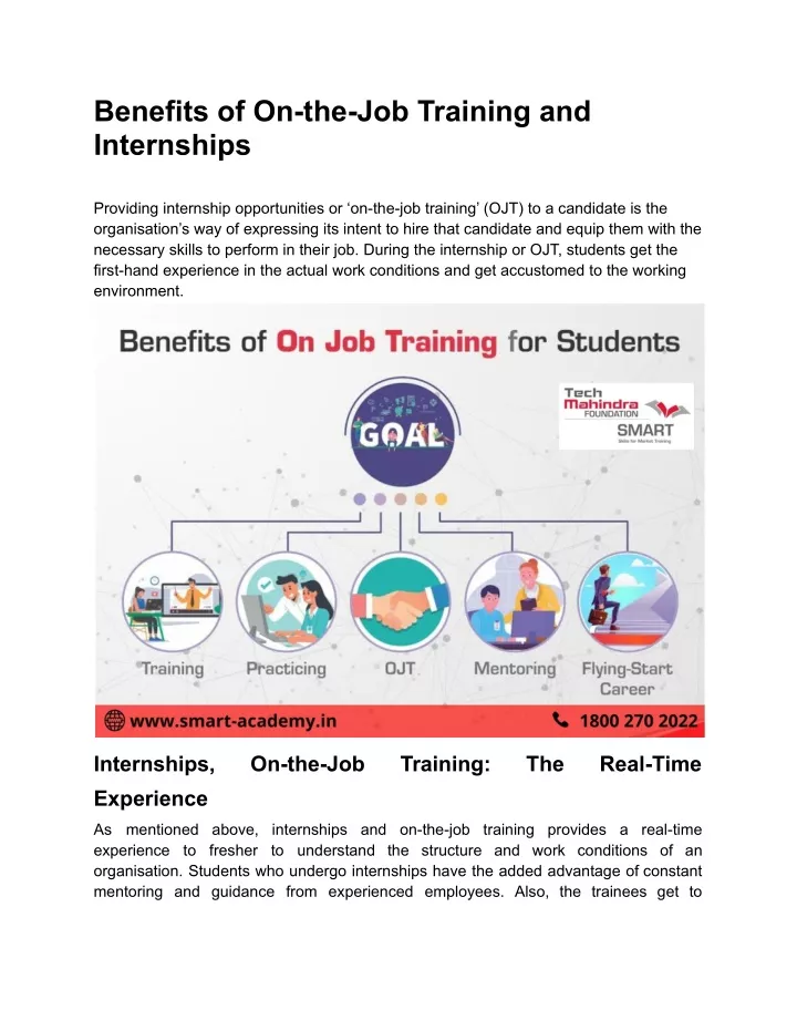 benefits of on the job training and internships