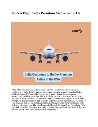 Book A Flight Delta Premium Airline in the US