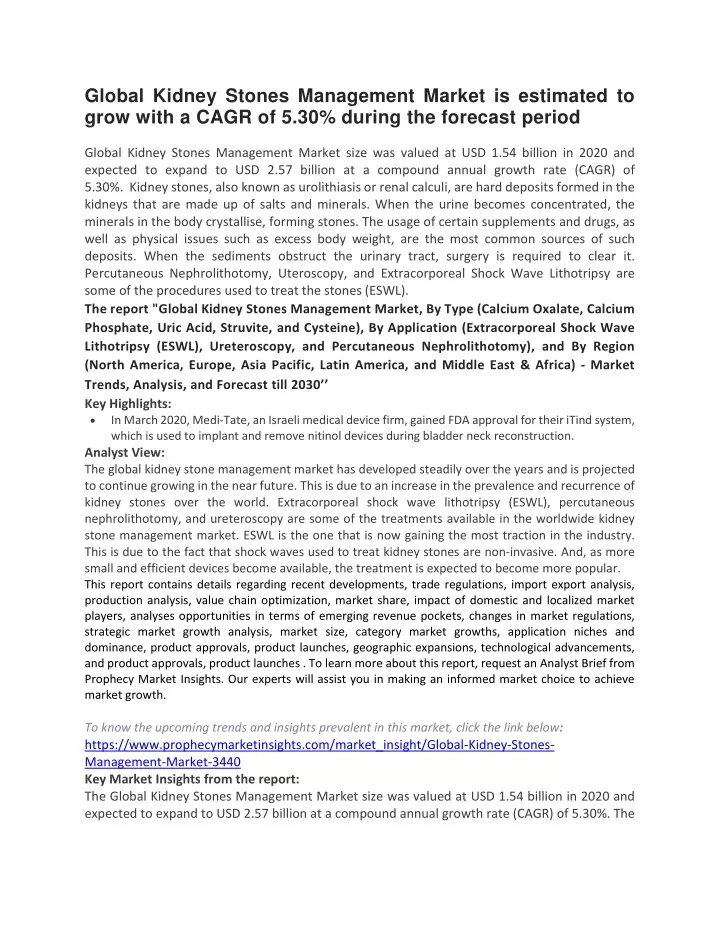 global kidney stones management market