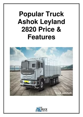 Popular Truck Ashok Leyland 2820 Price & Features
