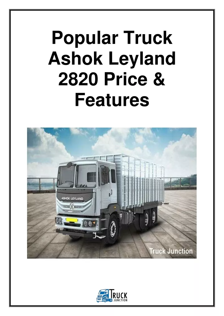 popular truck ashok leyland 2820 price features